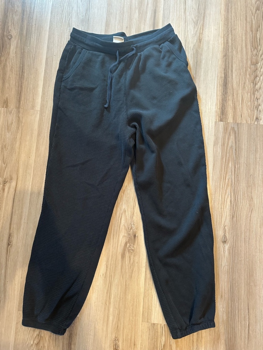 Nike Black Waffle-Texture Joggers with Drawstring